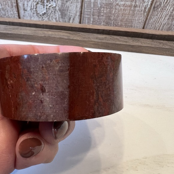 Angel Trinket Box In Laid Shell Design In A Stone Box With Lid 2.75" W 1.25"H - Picture 4 of 5